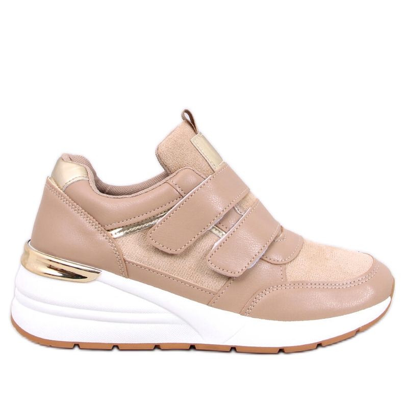 Sneakers con zeppa Moulton Khaki con velcro beige