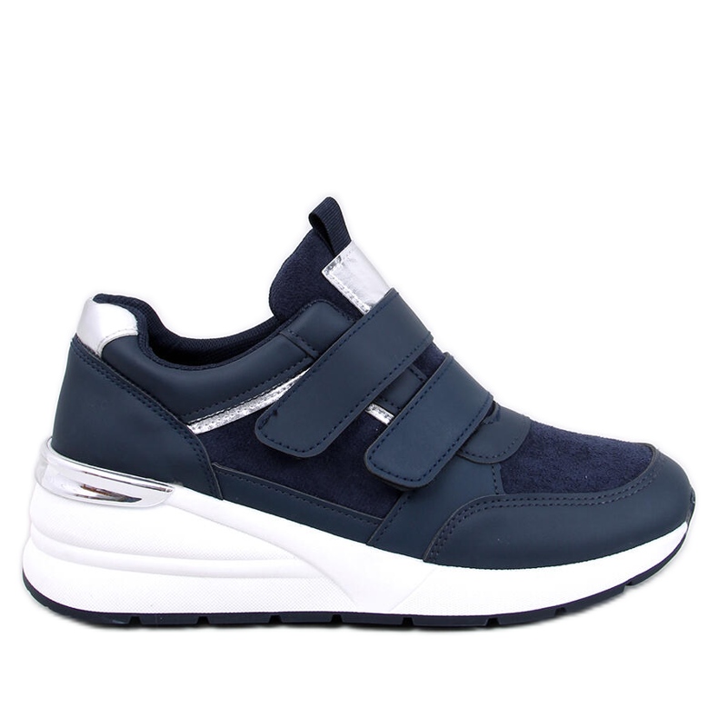 Sneakers con zeppa Moulton Navy con velcro blu