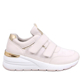 Sneaker Moulton Beige con zeppa e chiusura con velcro