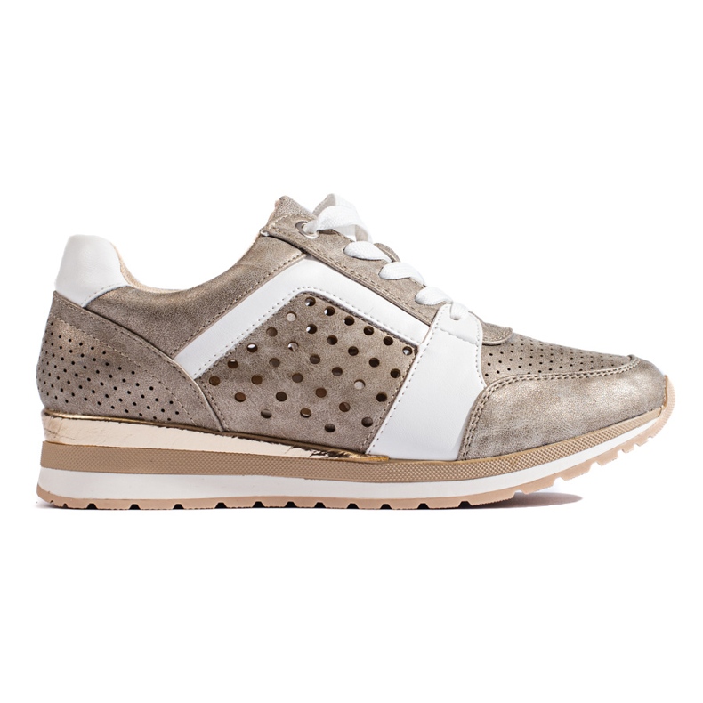 Sneakers Daszyński da donna traforate color oro d'oro