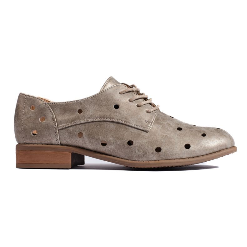 Scarpe da donna Daszyński traforate dorate d'oro