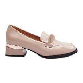 Vinceza Scarpe Tacco Basso da Donna in Vernice, Beige Marilni
