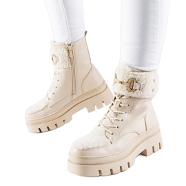 Stivali da lavoro isolanti beige con fibbia Highland