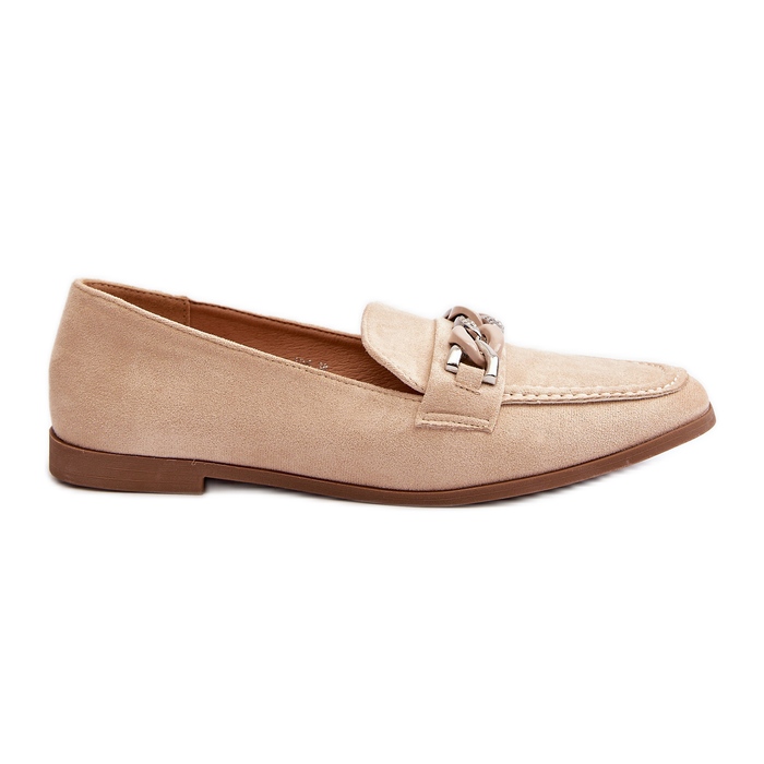 Mocassini Da Donna Con Catena Beige Ambrise