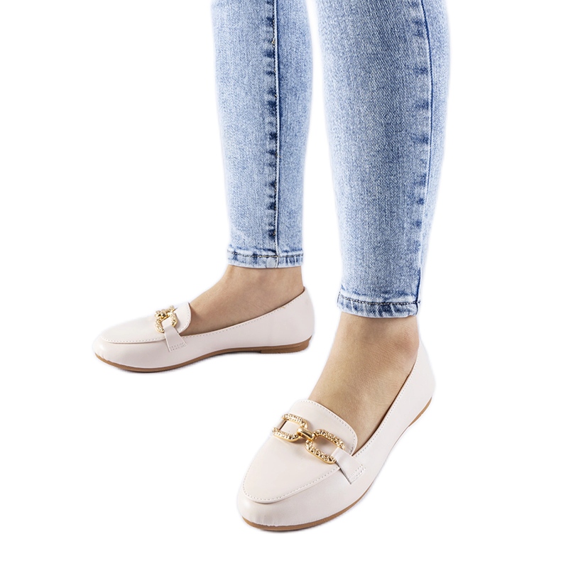 Mocassini con fibbia beige di Sovera