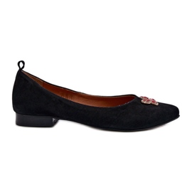 Zazoo 2887 Ballerine in camoscio con farfalla decorativa, nere nero
