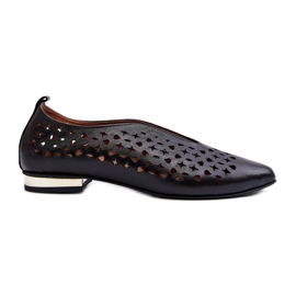 Zazoo 2883 Ballerine traforate in pelle naturale, nere nero