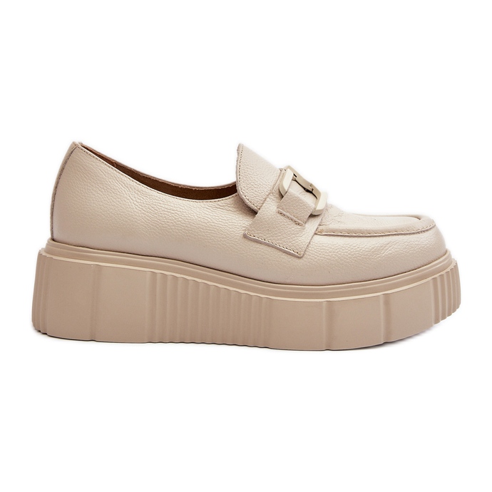 Zazoo 20101 Scarpe con plateau in pelle alla moda, beige chiaro