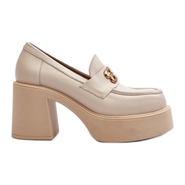 Zazoo 20170 Scarpe da Donna in Pelle con Tacco Alto Beige Chiaro