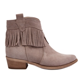 Zazoo 3430 Stivaletti da Donna in Camoscio con Frange Cappuccino beige