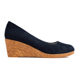 Décolleté con zeppa blu navy