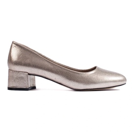 Décolleté da donna con tacco basso, oro scuro d'oro