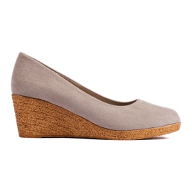 Décolleté con zeppa beige scuro