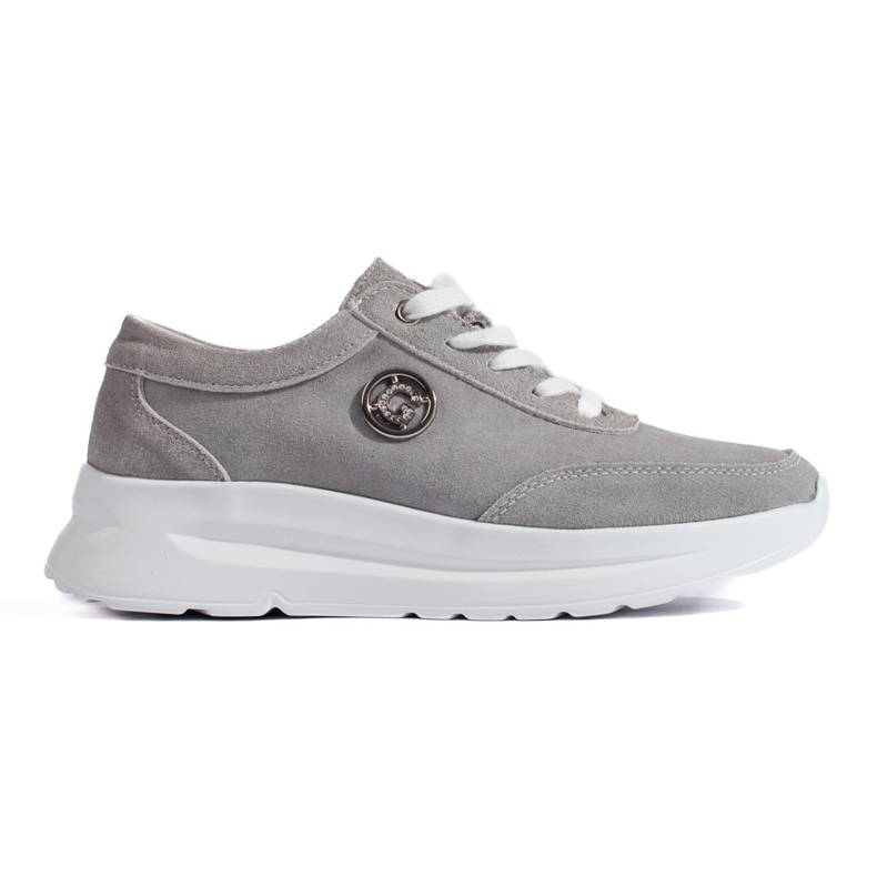 Scarpe sportive in pelle grigia grigio