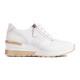 Sneakers con zeppa in pelle di colore bianco bianca