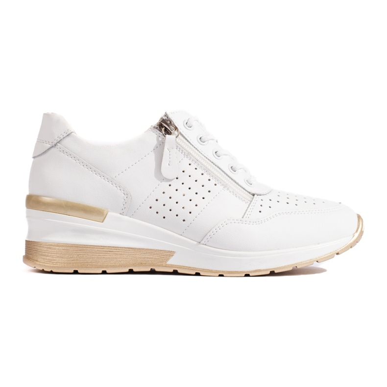 Sneakers con zeppa in pelle di colore bianco bianca