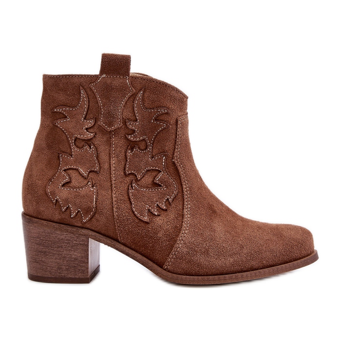 Zazoo 3426 Stivali da cowboy in pelle scamosciata da donna, Marrone