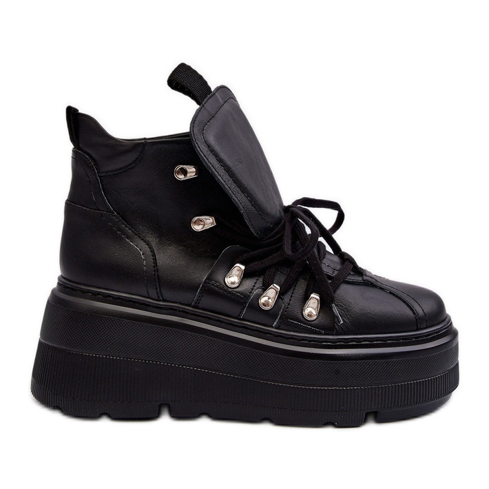 Scarpe sportive da donna in pelle Zazoo 3416 Nere nero