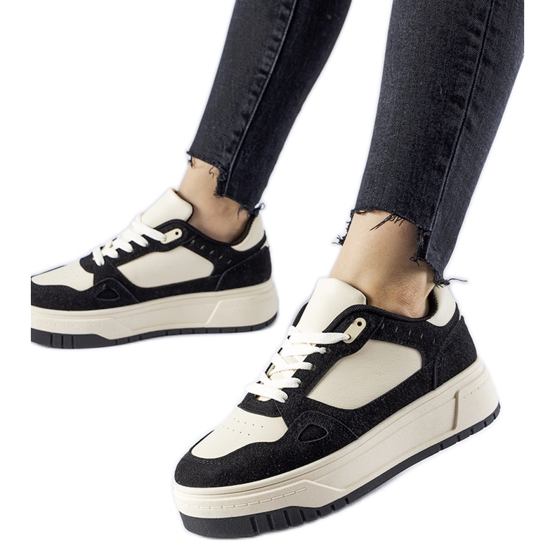 Sneaker Pomona con plateau bianche e nere nero