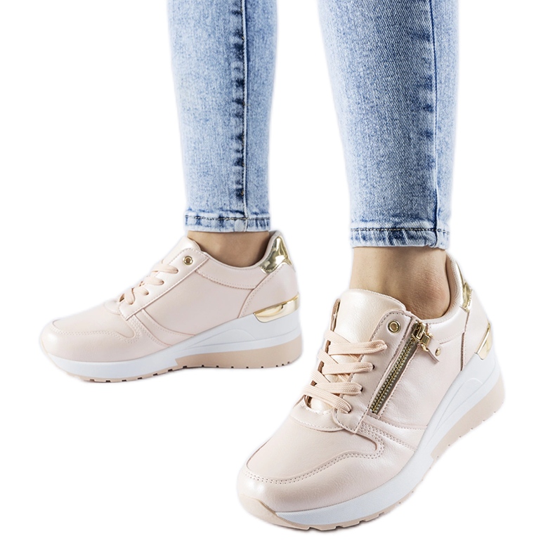 Sneakers beige decorate con cerniera Marietta