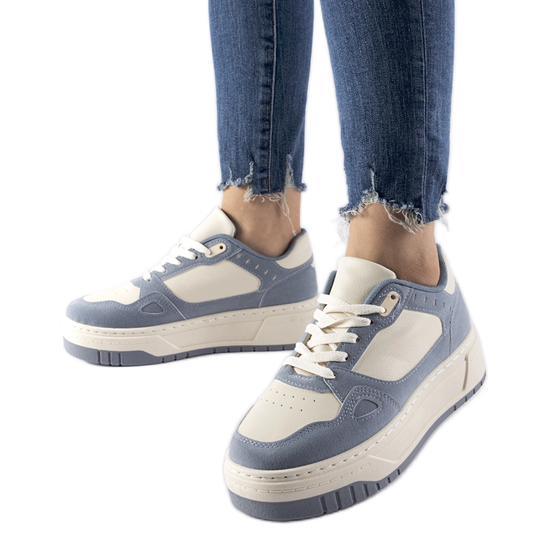 Sneaker Pomona con plateau blu e bianche
