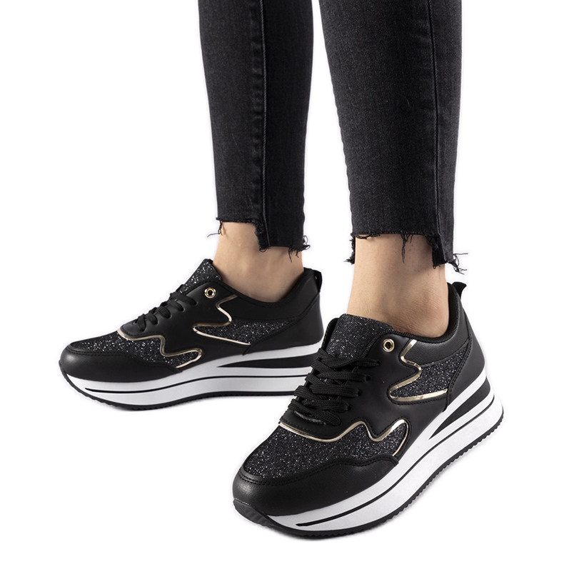 Sneakers nere con plateau Inès nero