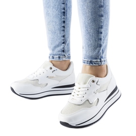 Sneakers bianche con plateau Inès bianco