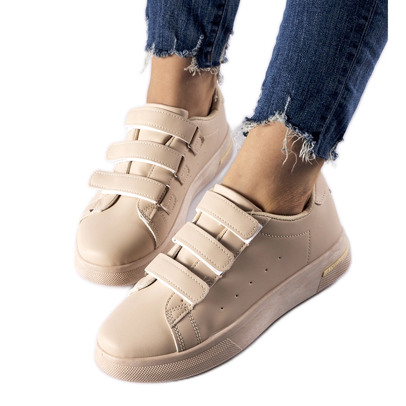 Sneakers beige con chiusura in velcro di Paré