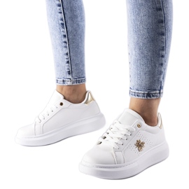 Sneakers bianche con applicazione Fairfax in zirconi bianca