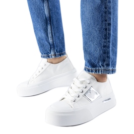 Sneaker Lawton con plateau bianche e argento bianca