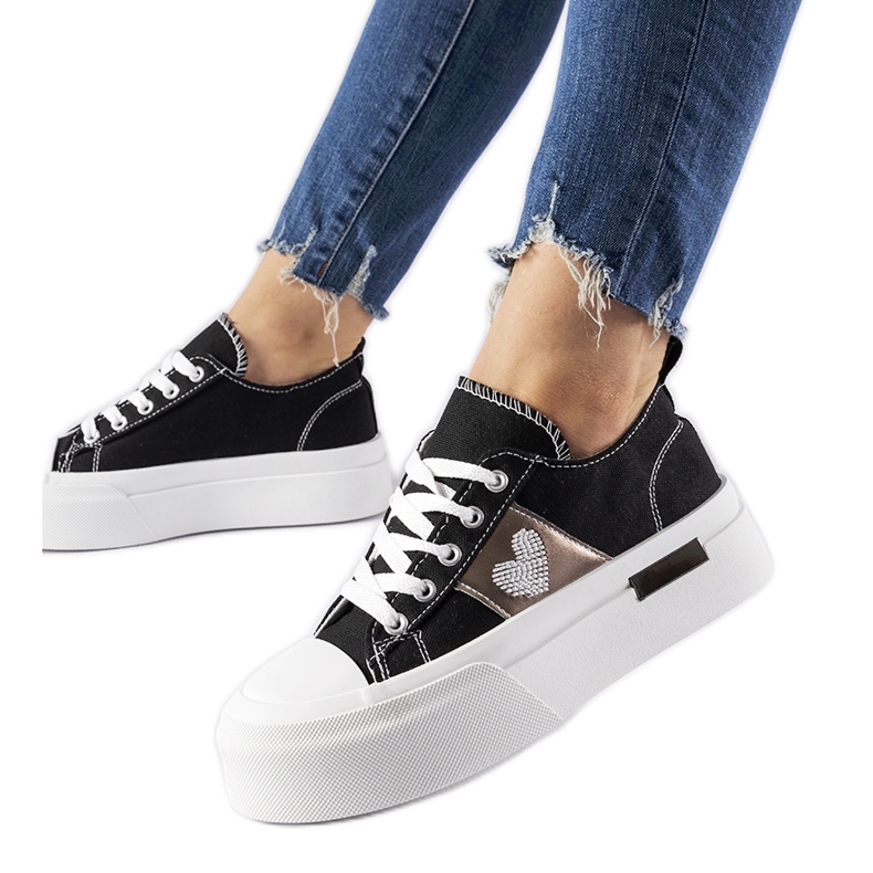 Sneaker Lawton con plateau nera e argento nero