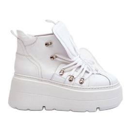 Scarpe sportive da donna in pelle Zazoo 3416 bianche bianca