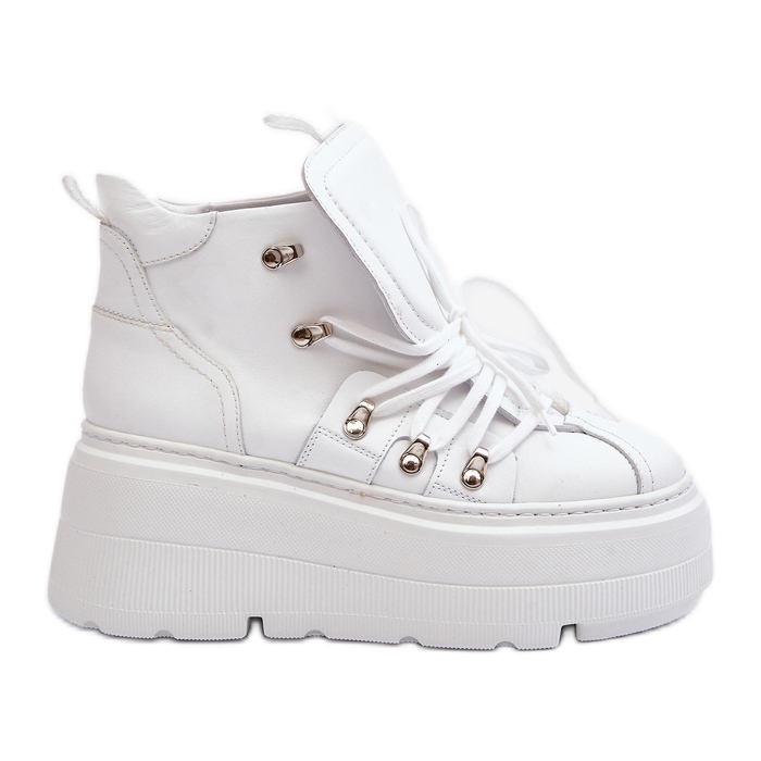 Scarpe sportive da donna in pelle Zazoo 3416 bianche bianca
