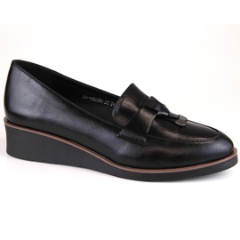 Scarpe slip-on da donna nere con zeppa Vinceza 58266 nero