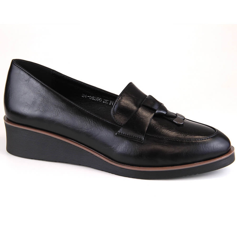 Scarpe slip-on da donna nere con zeppa Vinceza 58266 nero