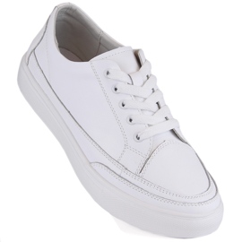 Scarpe sportive da donna in pelle, bianche Sergio Leone SP016 bianco