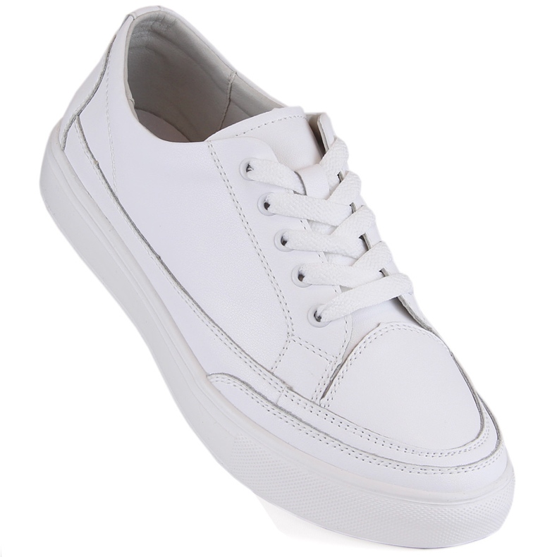 Scarpe sportive da donna in pelle, bianche Sergio Leone SP016 bianca