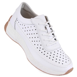 Scarpe da donna in pelle traforata, bianche, Sergio Leone SP013 bianca