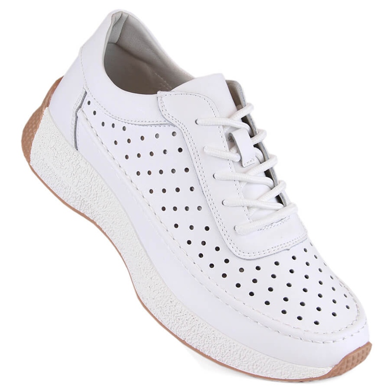 Scarpe da donna in pelle traforata, bianche, Sergio Leone SP013 bianca
