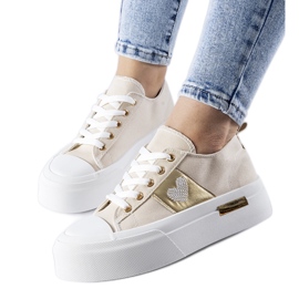 Sneaker Lawton con plateau beige e oro