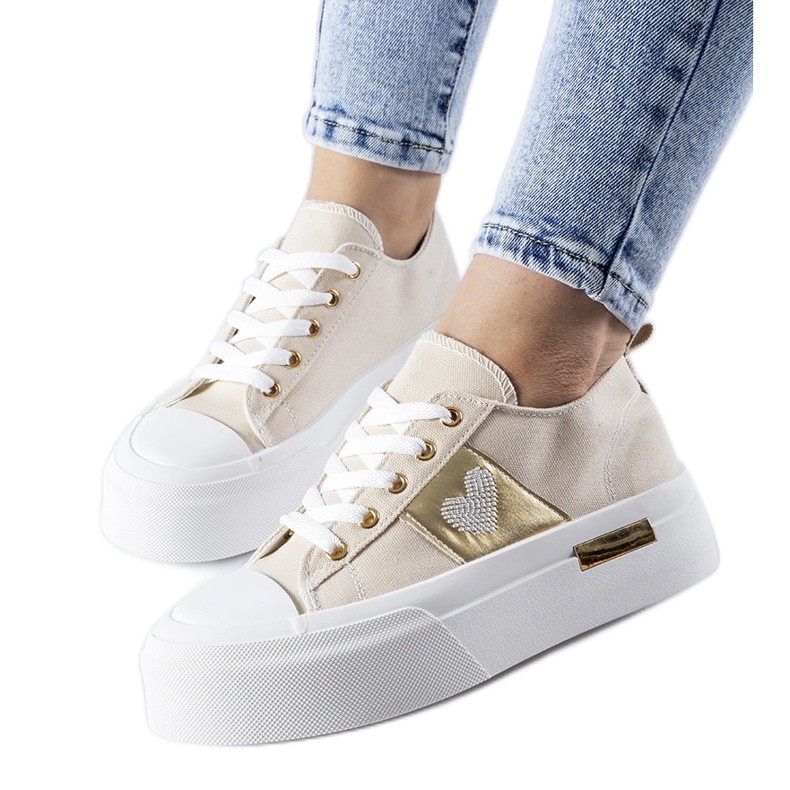 Sneaker Lawton con plateau beige e oro