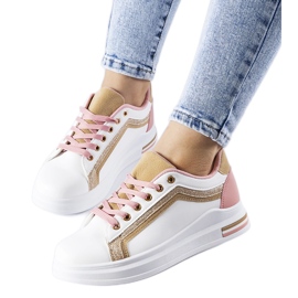 Sneakers con plateau Mayfield bianche e rosa bianca