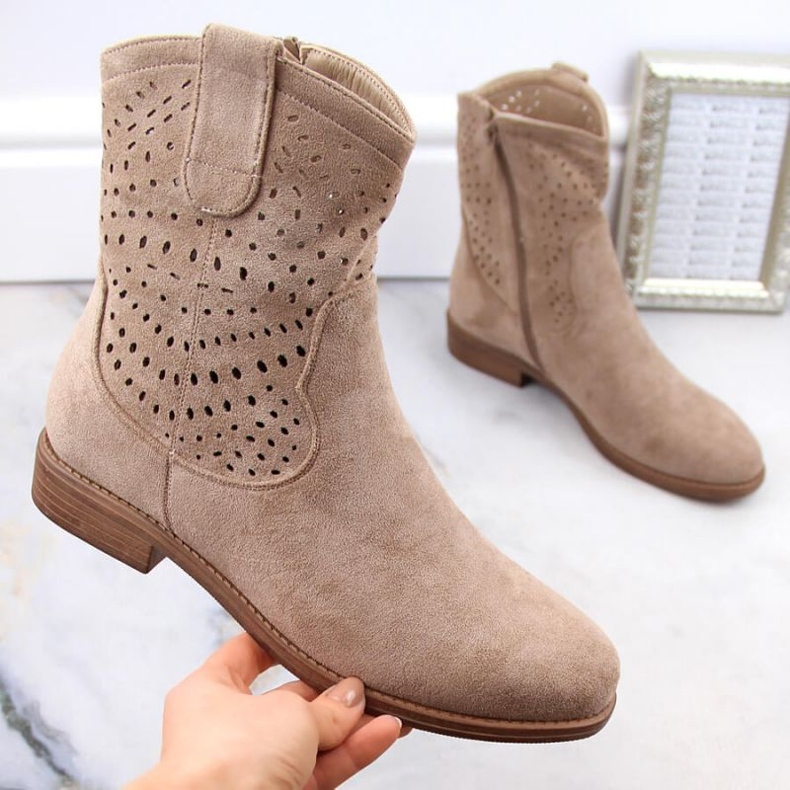 Stivali in pelle scamosciata di S.Barski W OLI243, beige