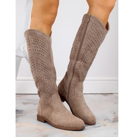 S.Barski W OLI245 stivali in camoscio beige
