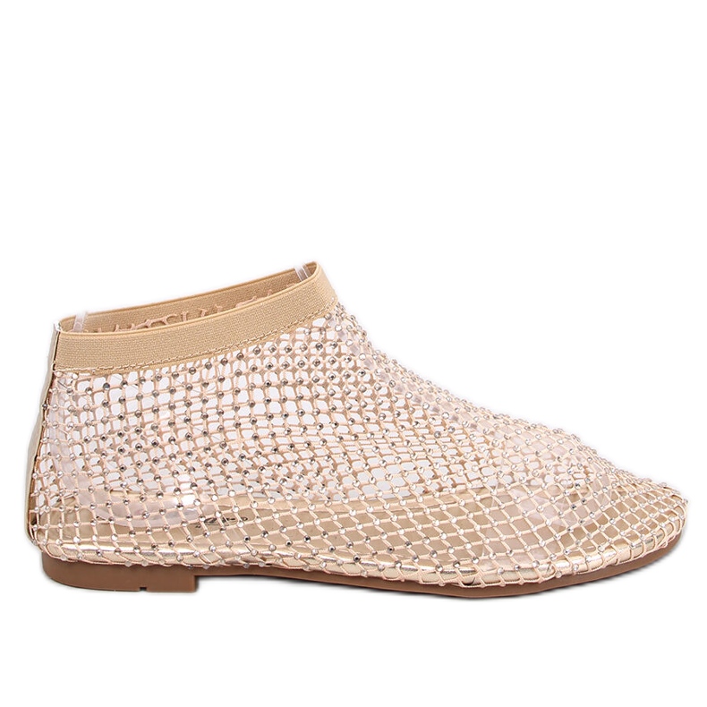 Sandali Peyton Gold in rete con strass beige