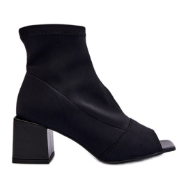 Zazoo 2876 Stivali con tacco alto da donna e punta aperta, Neri nero