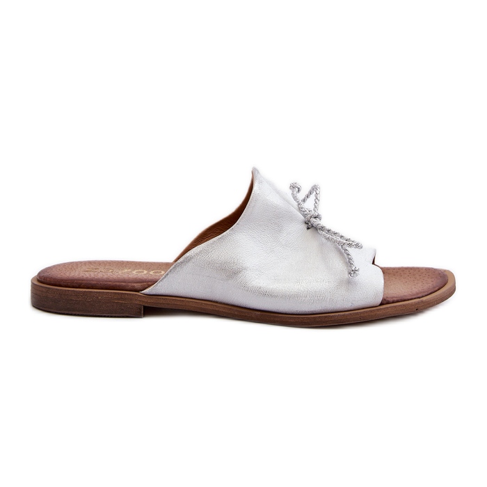 Pantofole in pelle da donna Zazoo 2659 Argento d'argento