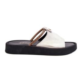 Infradito in pelle da donna Zazoo 2896 Bianco e Oro d'oro