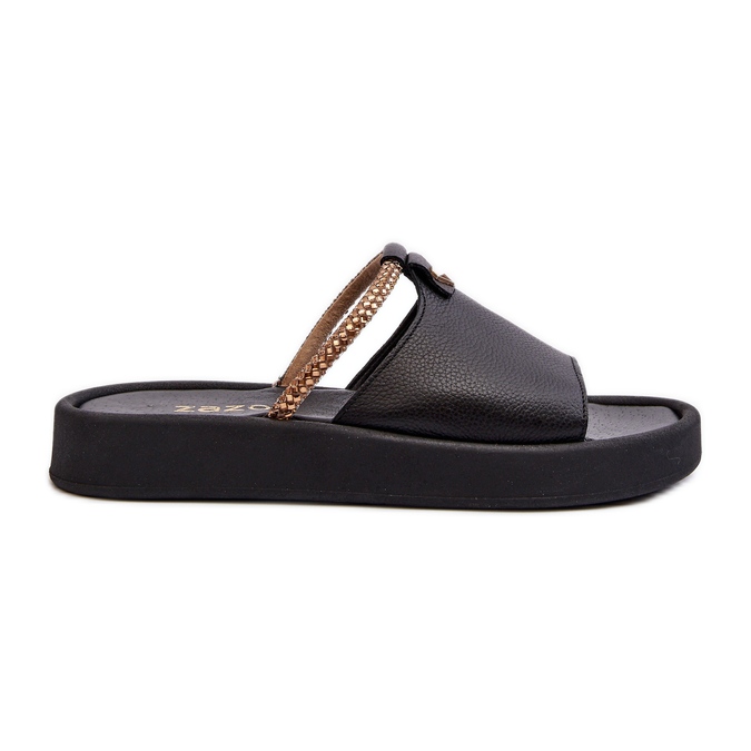 Infradito in pelle da donna Zazoo 2896, nere nero
