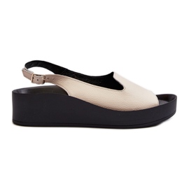 Zazoo 2893 Sandali da donna in pelle con suola spessa, beige chiaro
